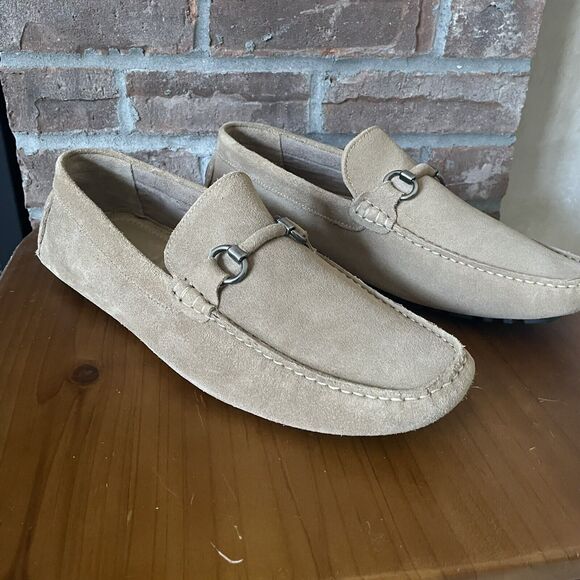 NEW Nordstrom Rack Men's Leather Driving Loafers Size 11.5M Tan Brazil Buckle - Picture 3 of 16